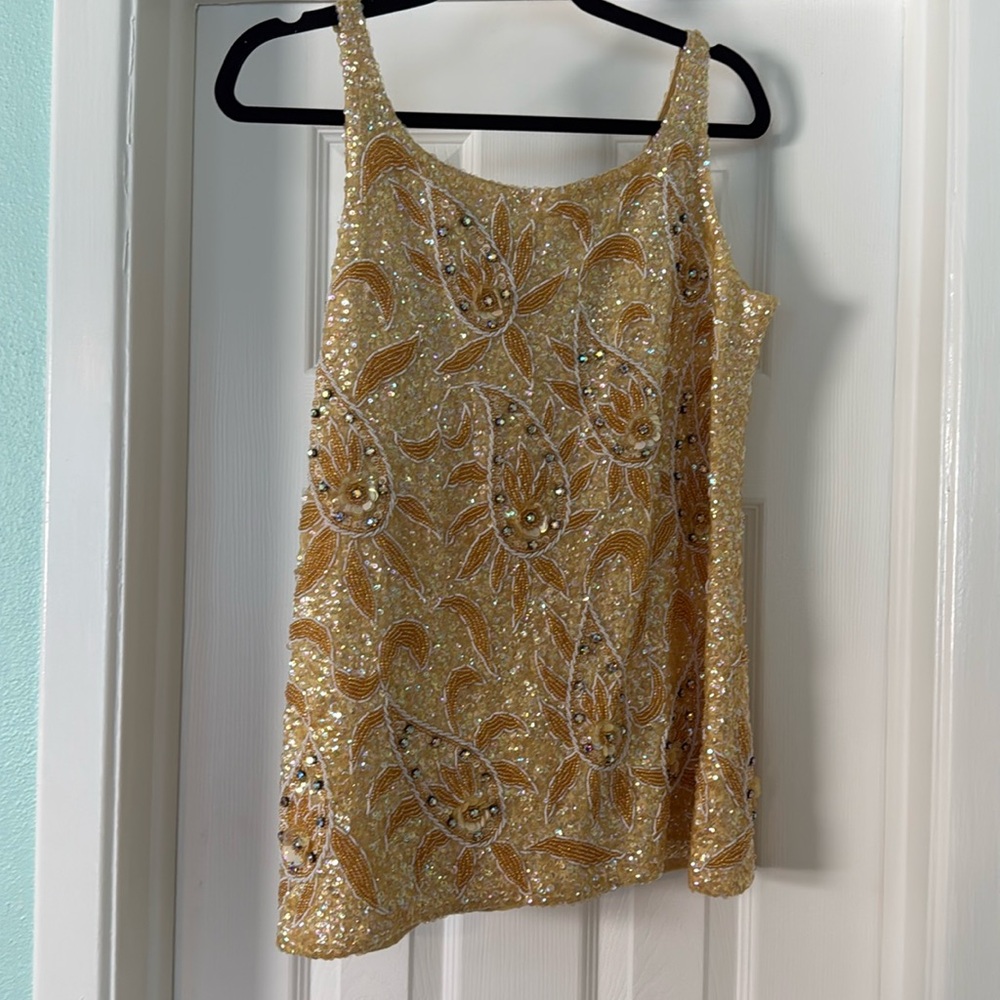 Vintage 100% Wool Beaded Top